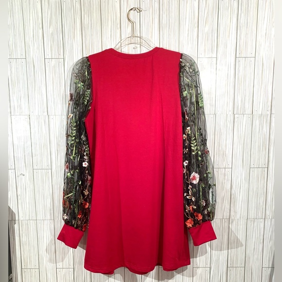 Embroidered Puff Sleeve Tunic Dress - Picture 6 of 7